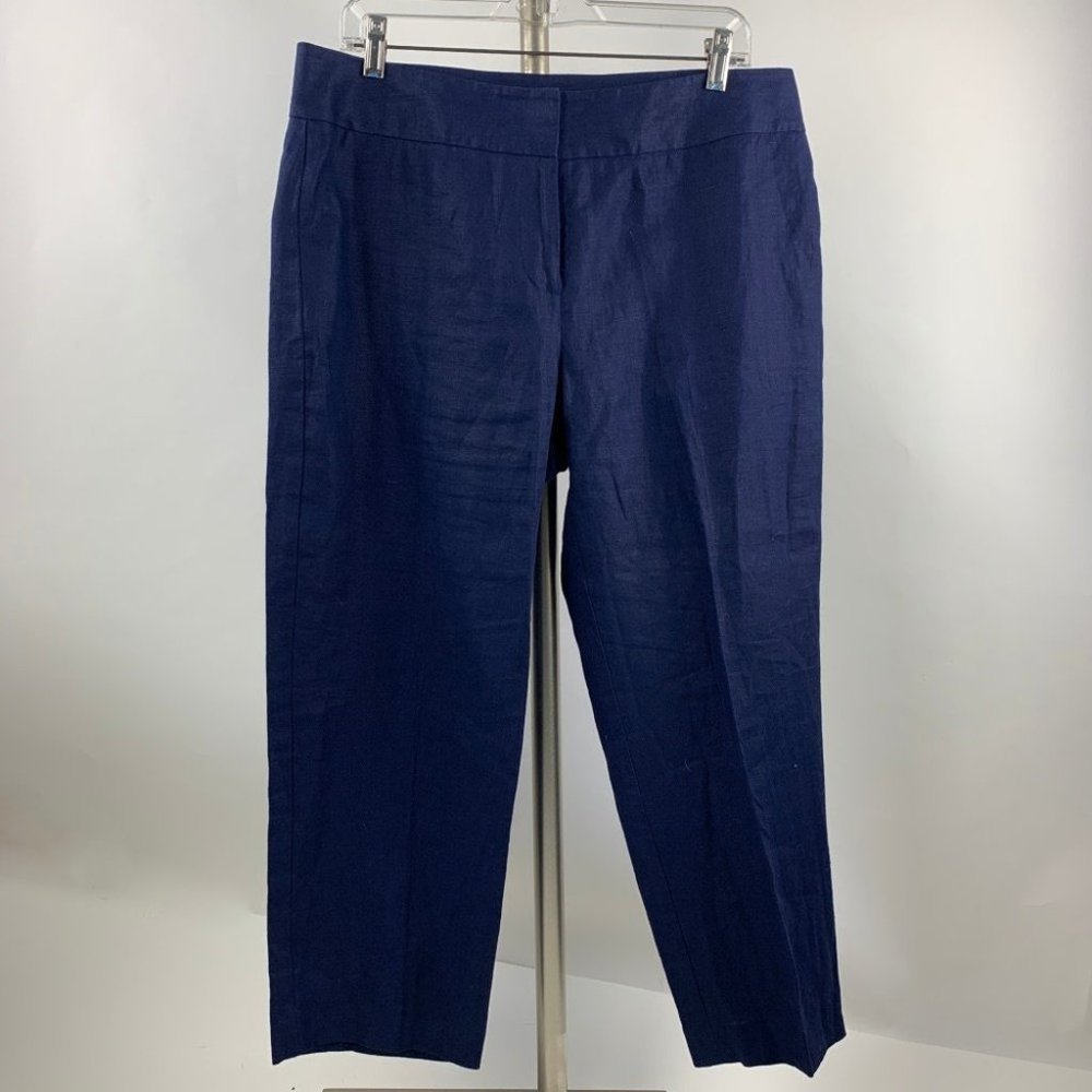 Kenneth Cole New York Blue Linen Crop Pants 12
